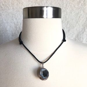 Silver Plated Agate Geode Necklace